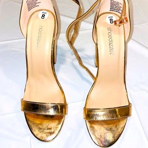 Gold shoe dazzle sandal heels